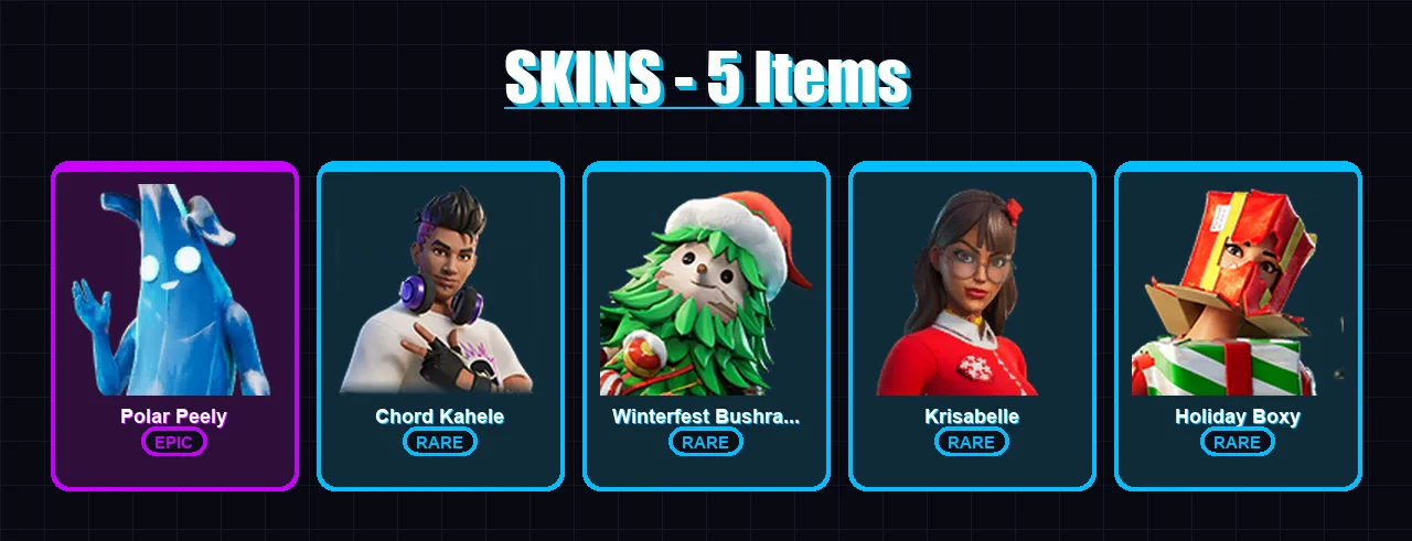 [PS4/PS5/XBOX/PC] | Polar Peely | Chord Kahele | Winterfest Bushranger | 5 skin | Lv265