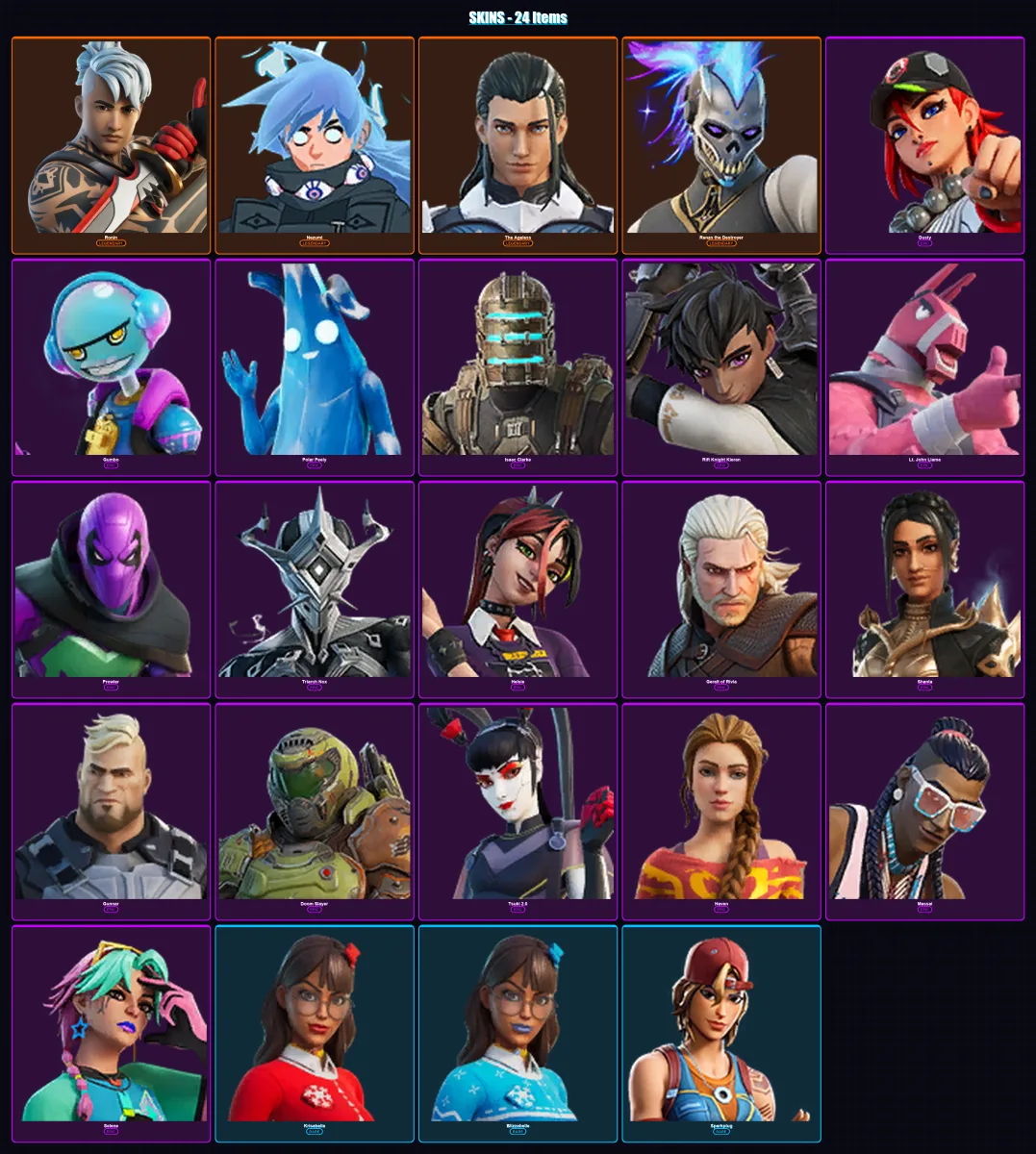 [PC/XBOX/PSN] | Ronin | Nezumi | The Ageless | Renzo the Destroyer | Dusty | 24 skin | 27 pickaxe | 22 emote | 22 glider | Lv298