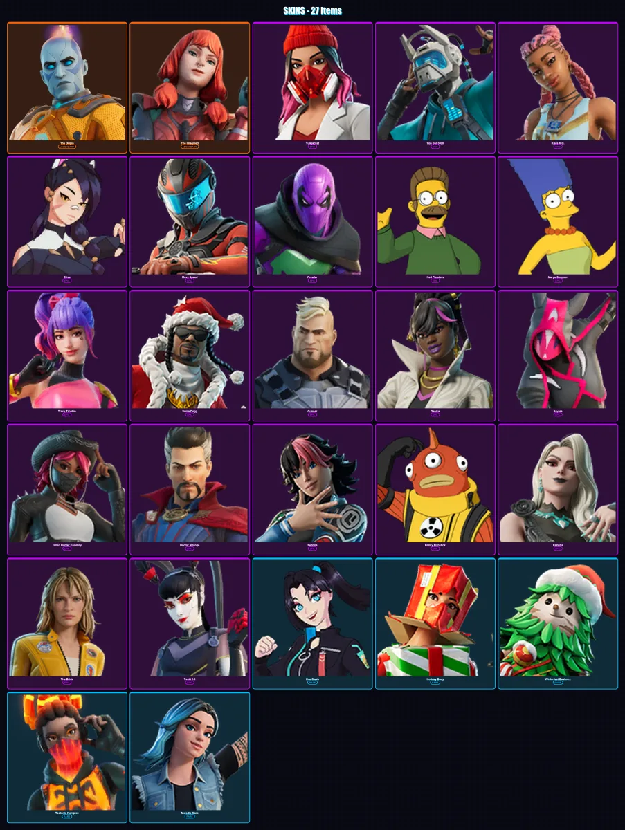 [PC/XBOX/PSN] | The Origin | The Imagined | Yulejacket | Yon Dar 3000 | Kiara K.O. | 27 skin | 39 pickaxe | 19 emote | 30 glider | Lv262 — Fortnite account