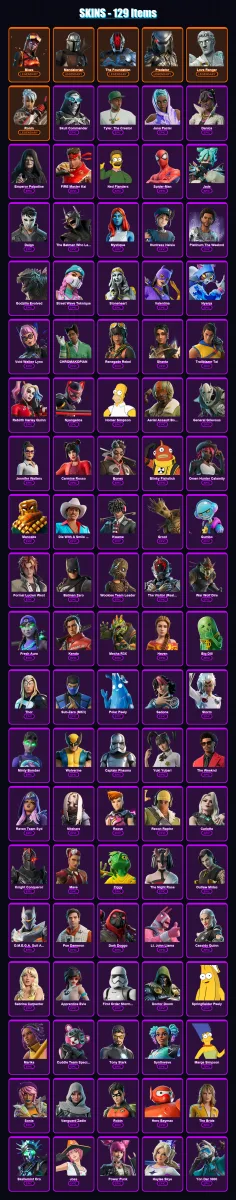 [PS4/PS5/PC] | Blaze | Mandalorian | The Foundation | Predator | Love Ranger | 129 skin | 160 pickaxe | 107 emote | 108 glider | Lv1890