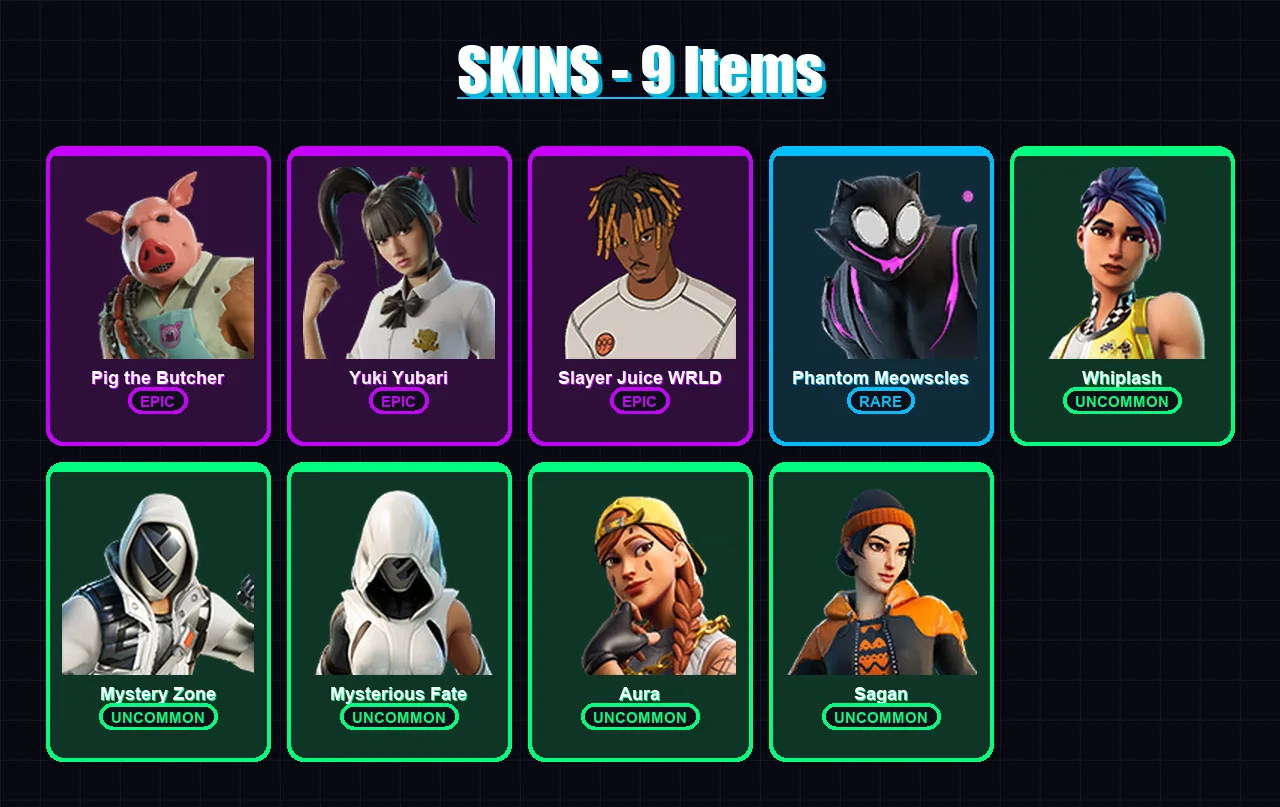 [SWITCH/XBOX/PSN/PC] | Pig the Butcher | Yuki Yubari | Slayer Juice WRLD | 9 skin | Lv778