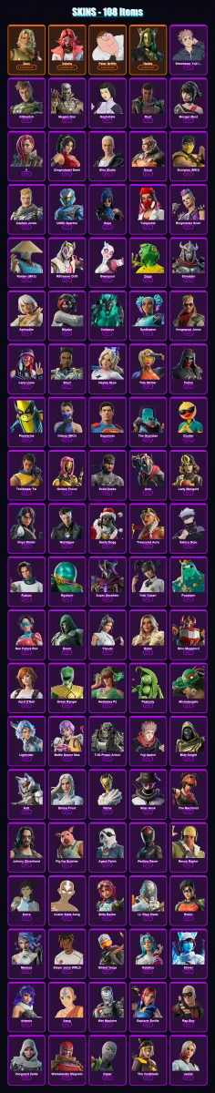 [PC/XBOX/PSN] | Zeus | Valeria | Peter Griffin | Hades | Streetwear Yuji Itadori | 108 skin | 165 pickaxe | 143 emote | 97 glider | Lv1557