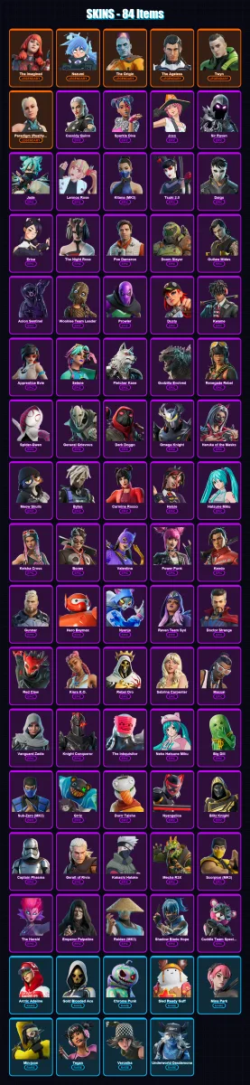 [PC/XBOX/PSN] | The Imagined | Nezumi | The Origin | The Ageless | Twyn | 84 skin | 116 pickaxe | 92 emote | 74 glider | Lv1586 — Fortnite account