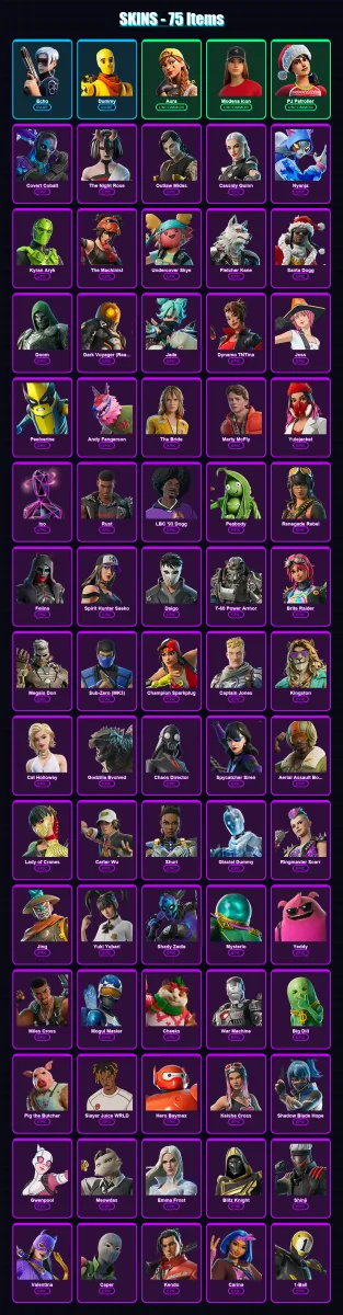 [PS4/PS5/XBOX/PC] | Echo | Dummy | Aura | Modena Icon | PJ Patroller | 75 skin | 120 pickaxe | 68 emote | 77 glider | Lv1581