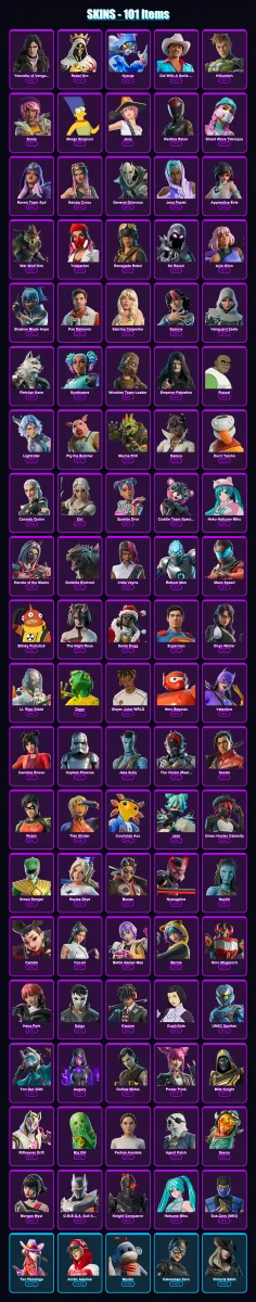 [PC/PSN] | Yennefer of Vengerberg | Rebel Oro | Nyanja | Die With A Smile Bruno | Killswitch | 101 skin | 144 pickaxe | 103 emote | 83 glider | Lv12