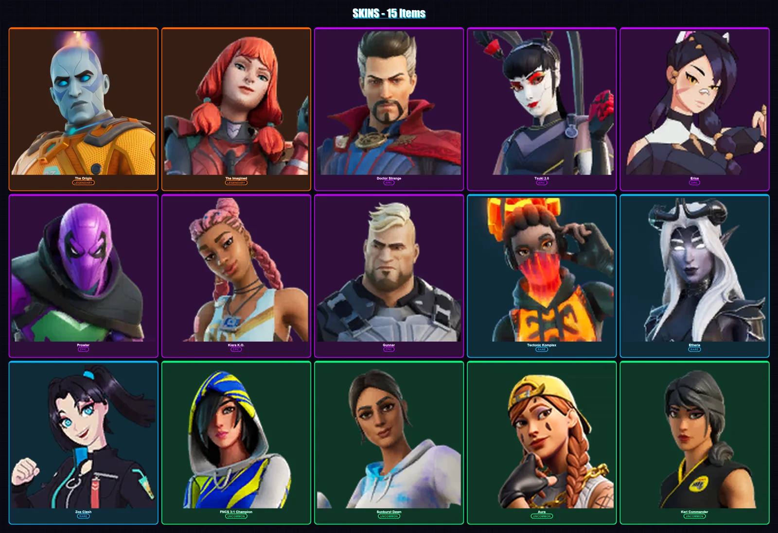 [PC/XBOX/PSN] | The Origin | The Imagined | Doctor Strange | Tsuki 2.0 | Erisa | 15 skin | 17 pickaxe | 13 emote | 12 glider | Lv319 — Fortnite account