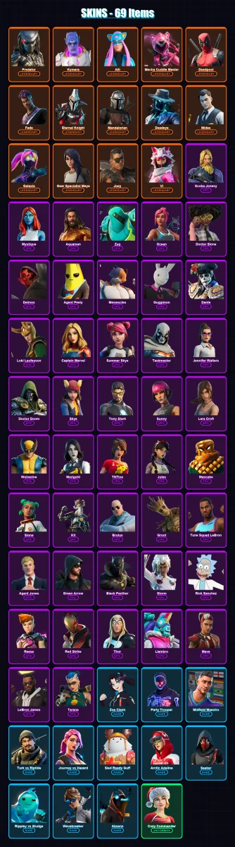 [PC/XBOX/PSN] | Predator | Kymera | Alli | Mecha Cuddle Master | Deadpool | 69 skin | 65 pickaxe | 47 emote | 57 glider | Lv696