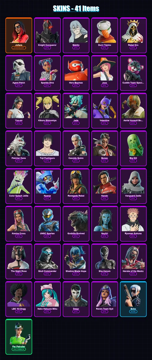 [PS4/PS5/XBOX/PC] | Joltara | Knight Conqueror | Mahito | Durrr Taisho | Rebel Oro | 41 skin | 72 pickaxe | 42 emote | 38 glider | Lv756