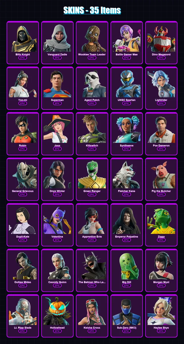 [PC/XBOX/PSN] | Blitz Knight | Vanguard Zadie | Wookiee Team Leader | 35 skin | Lv713