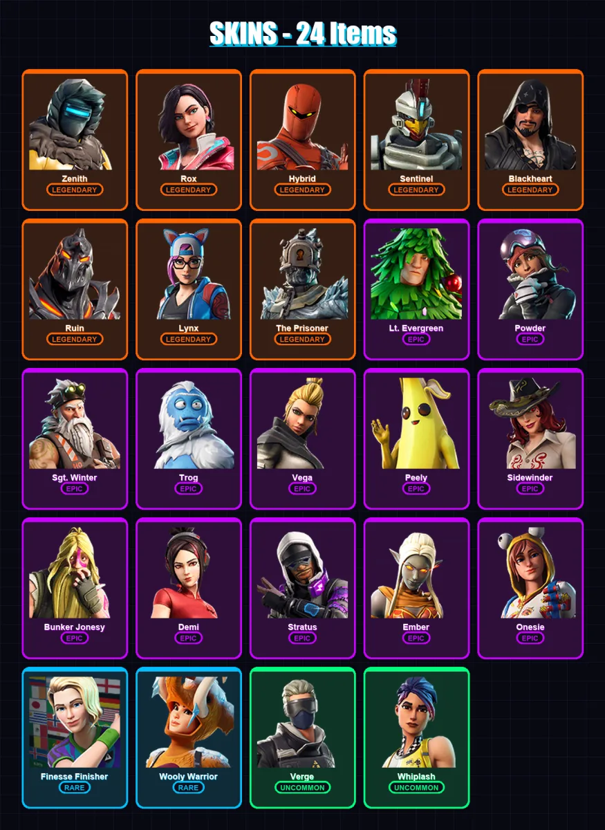 [PS4/PS5/XBOX/PC] | Zenith | Rox | Hybrid | Sentinel | Blackheart | 24 skin | 22 pickaxe | 26 emote | 26 glider | Lv312