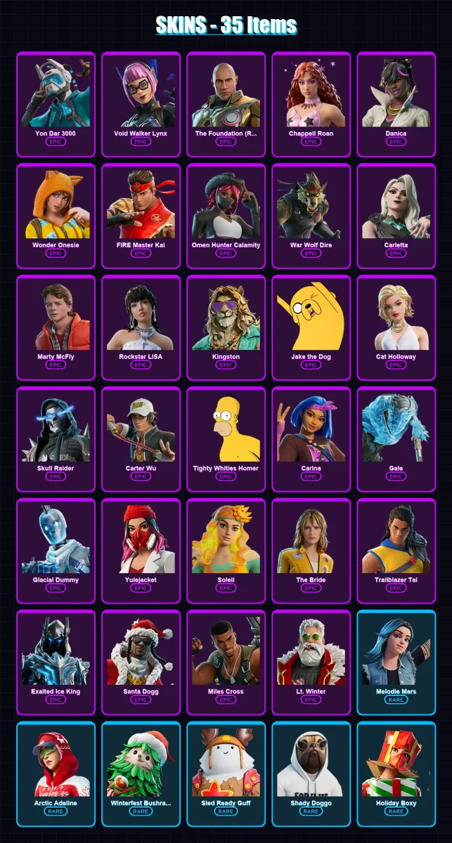 [PC/XBOX/PSN] | Yon Dar 3000 | Void Walker Lynx | The Foundation (Reforged) | 35 skin | Lv457 — Fortnite account