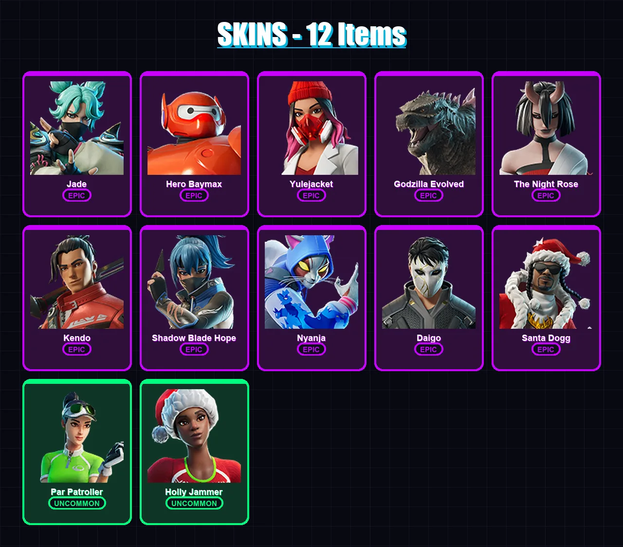 [PC/XBOX/PSN] | Jade | Hero Baymax | Yulejacket | Godzilla Evolved | The Night Rose | 12 skin | 30 pickaxe | 20 emote | 23 glider | Lv338