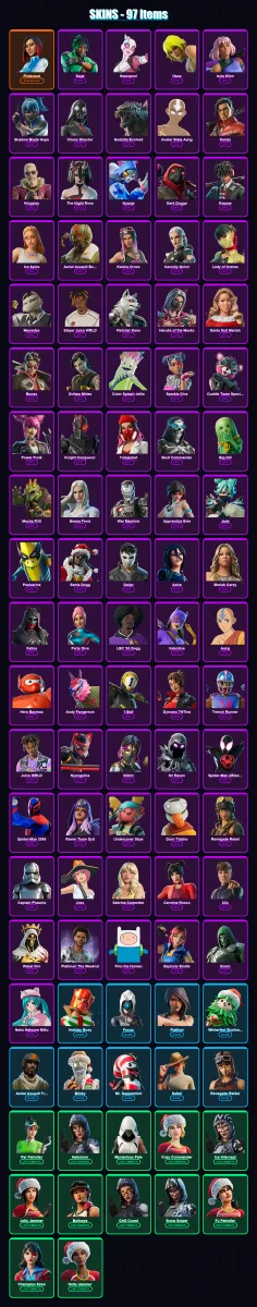 [PS4/PS5/XBOX/PC] | Firebrand | Sage | Gwenpool | Hana | Ayla Winn | 97 skin | 92 pickaxe | 54 emote | 45 glider | Lv467