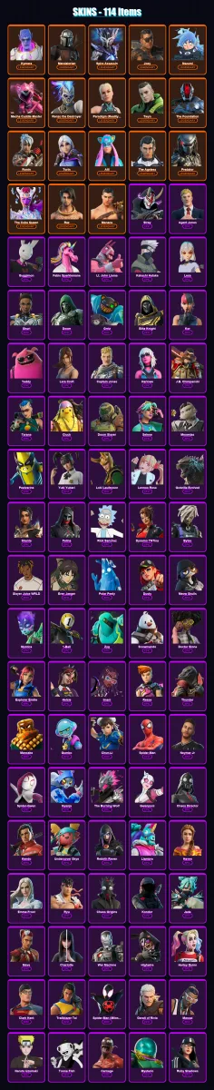 [PC/XBOX/PSN] | Kymera | Mandalorian | Spire Assassin | Joey | Nezumi | 114 skin | 147 pickaxe | 102 emote | 121 glider | Lv2076