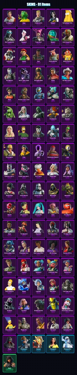 [PC/XBOX/PSN] | Poe Dameron | Ziggy | Captain Jones | Marigold | Springfielder Peely | 91 skin | 132 pickaxe | 85 emote | 82 glider | Lv1058