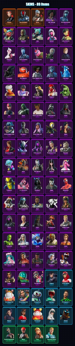 [PC/XBOX/PSN] | Polarity | The Foundation | Ronin | LBC '93 Dogg | Permafrost Raider | 89 skin | 134 pickaxe | 87 emote | 85 glider | Lv1401 — Fortnite account