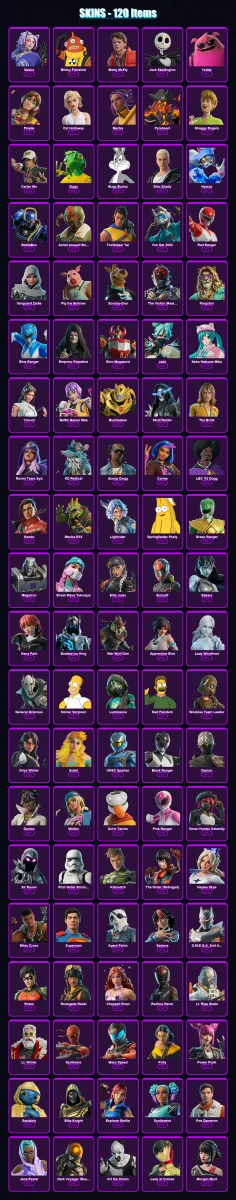 [PC/XBOX/PSN] | Dasha | Blinky Fishstick | Marty McFly | Jack Skellington | Yeddy | 120 skin | 145 pickaxe | 98 emote | 80 glider | Lv1091