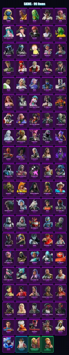 [PC/XBOX] | Squibbly | Marika | Big Dill | Danica | Sonia | 99 skin | 120 pickaxe | 79 emote | 65 glider | Lv624