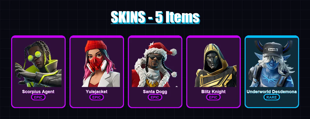 [SWITCH/XBOX/PSN/PC] | Scorpius Agent | Yulejacket | Santa Dogg | 5 skin | Lv363