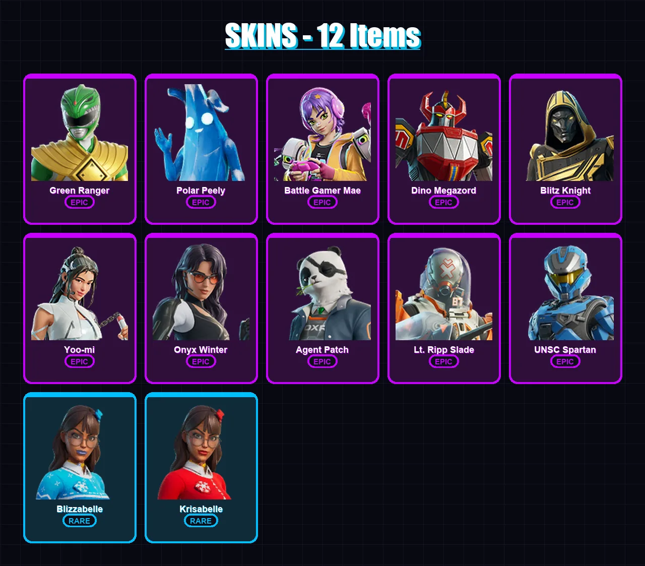 [PC/XBOX/PSN] | Green Ranger | Polar Peely | Battle Gamer Mae | Dino Megazord | Blitz Knight | 12 skin | 44 pickaxe | 26 emote | 24 glider | Lv442