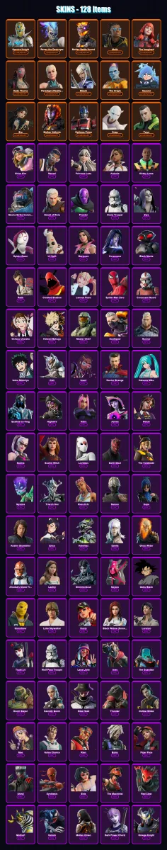 [PC] | Spectra Knight | Renzo the Destroyer | Molten Battle Hound | Malik | The Imagined | 128 skin | 127 pickaxe | 64 emote | 82 glider | Lv933