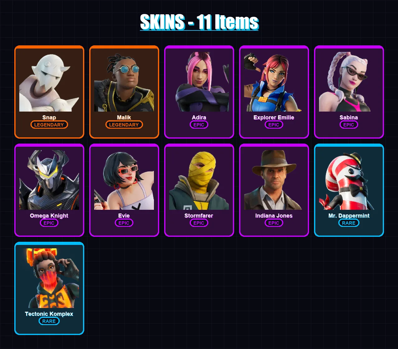 [PS4/PS5/XBOX/PC] | Snap | Malik | Adira | Explorer Emilie | Sabina | 11 skin | 15 pickaxe | 11 emote | 15 glider | Lv200