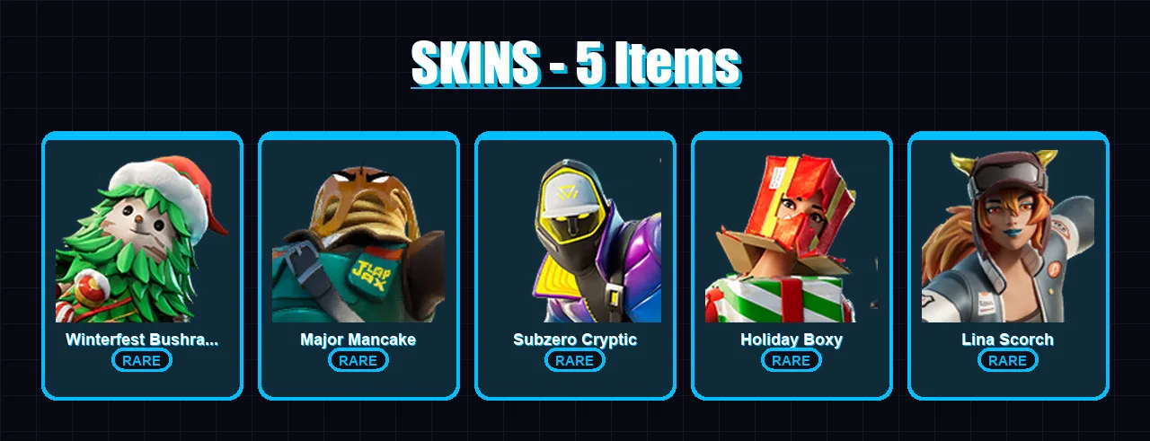 [PS4/PS5/XBOX/PC] | Winterfest Bushranger | Major Mancake | Subzero Cryptic | 5 skin | Lv145