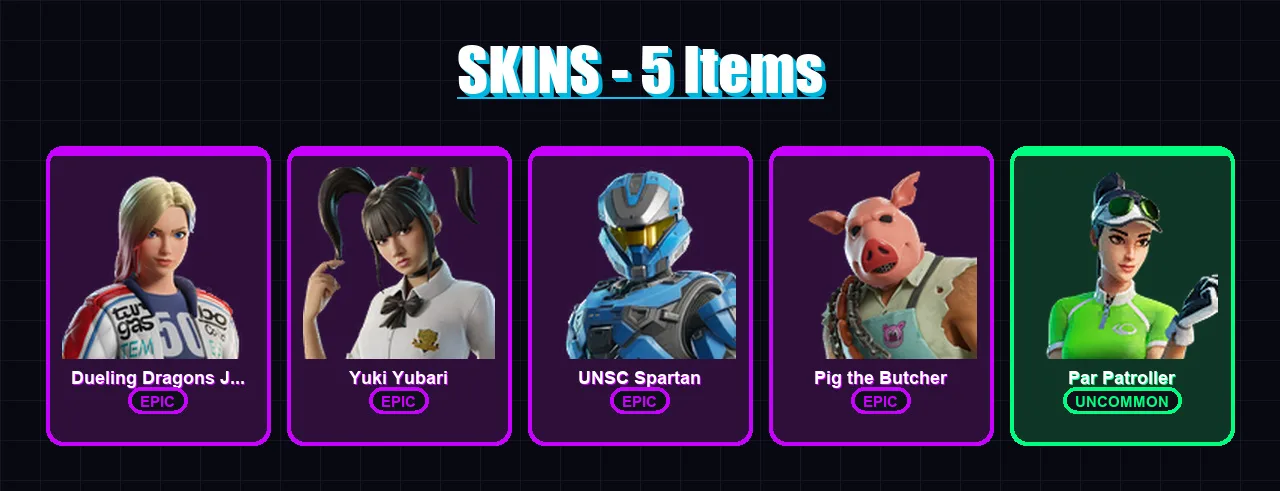 [PC/XBOX/PSN] | Dueling Dragons Jackie | Yuki Yubari | UNSC Spartan | 5 skin | Lv526