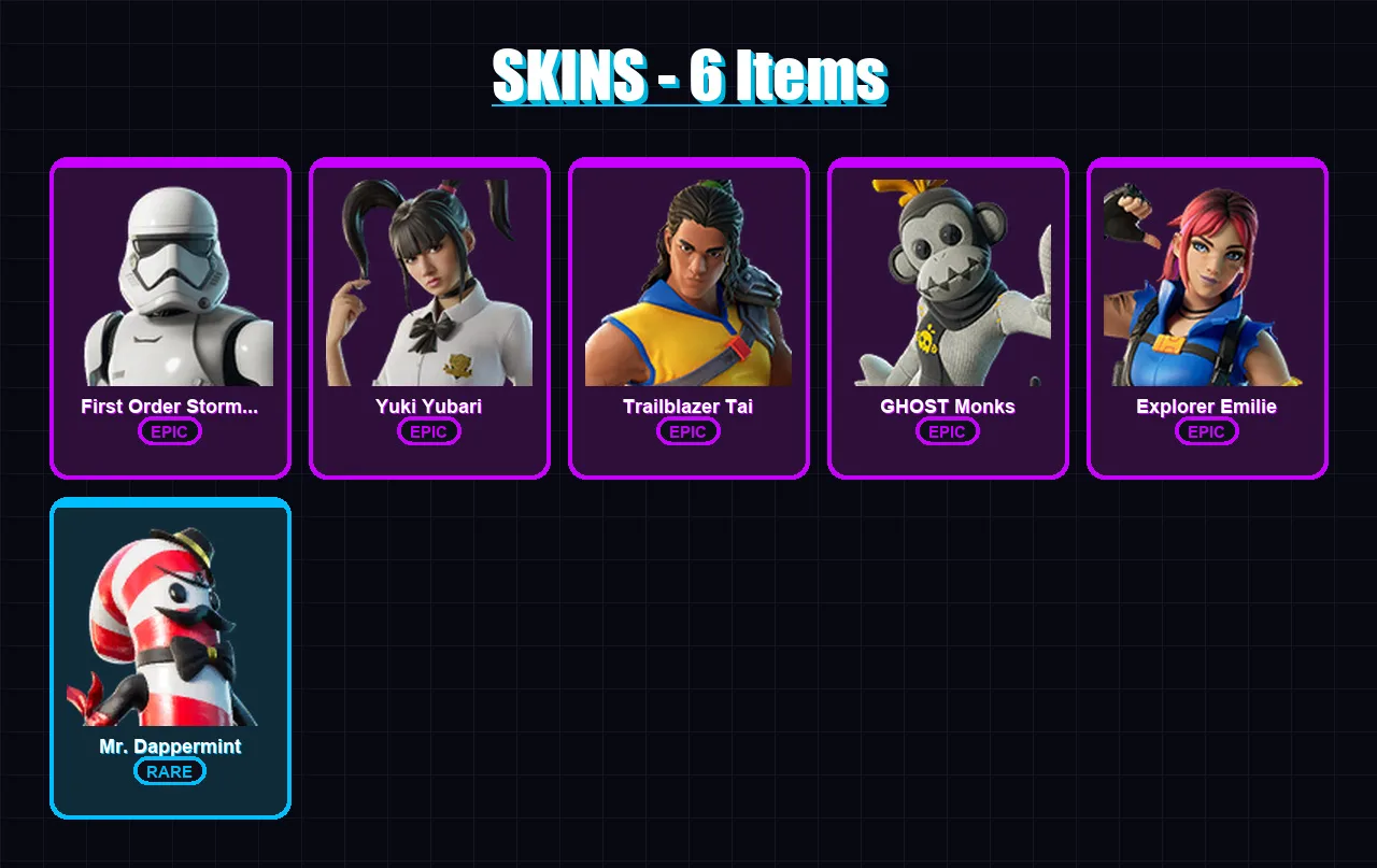 [PC/XBOX/PSN] | First Order Stormtrooper | Yuki Yubari | Trailblazer Tai | 6 skin | Lv42