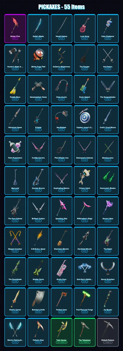 [PS4/PS5/XBOX/PC] | War Machine | Mysterio | Captain Jones | Yuki Yubari | Gwenpool | 15 skin | 55 pickaxe | 32 emote | 37 glider | Lv577
