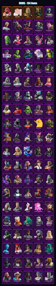 [PS4/PS5/PC] | Valeria | Peter Griffin | Zeus | Hades | Skull Commander | 134 skin | 130 pickaxe | 146 emote | 75 glider | Lv700 — Fortnite account