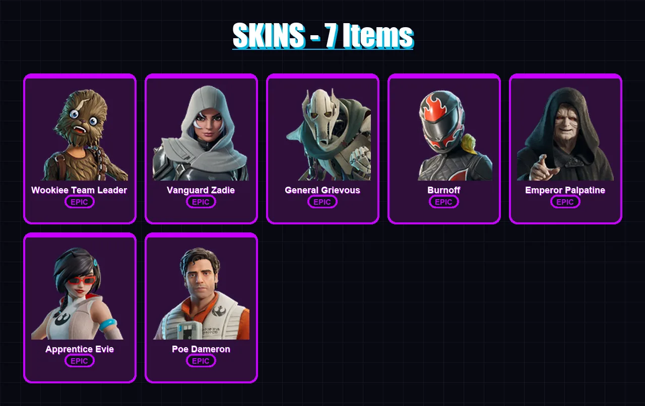 [PC/XBOX/PSN] | Wookiee Team Leader | Vanguard Zadie | General Grievous | 7 skin | Lv106