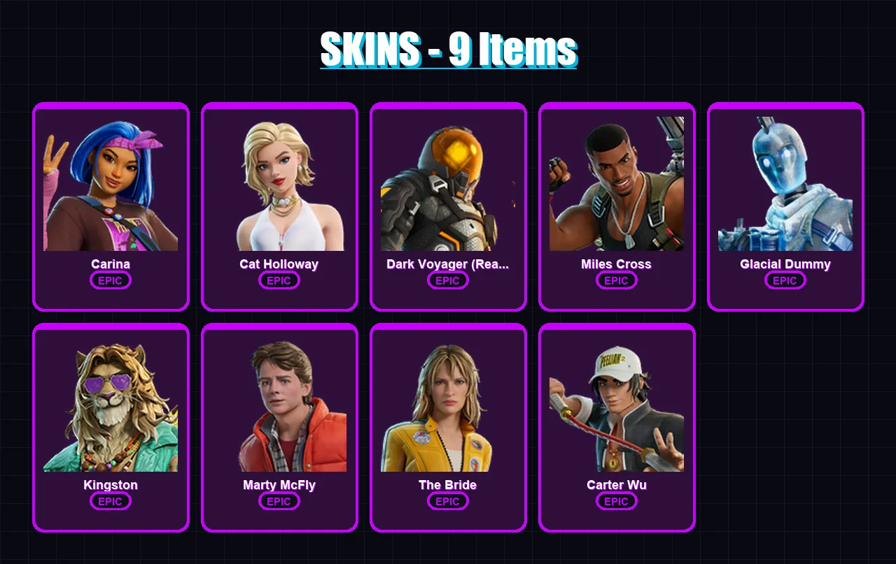 [PS4/PS5/XBOX/PC] | Carina | Cat Holloway | Dark Voyager (Reality Redacted) | 9 skin | Lv336