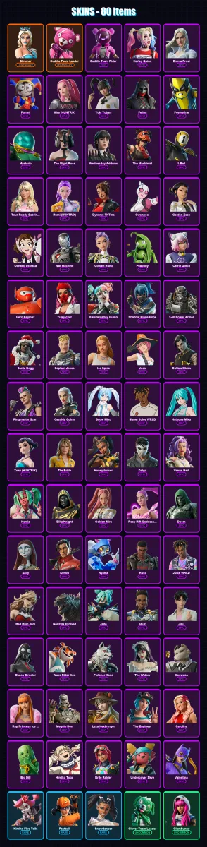 [PS4/PS5/XBOX/PC] | Glimmer | Cuddle Team Leader | Cuddle Team Rider | 80 skin | Lv692