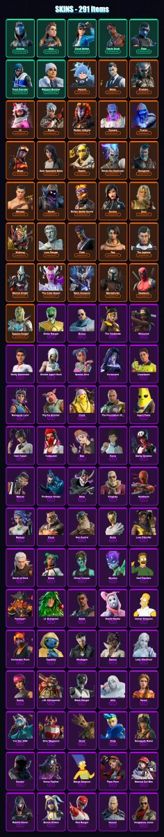 [PS4/PS5/XBOX/PC] | Sultura | Aloy | Cloud Striker | Travis Scott | Fixer | 291 skin | 296 pickaxe | 228 emote | 201 glider | Lv2795