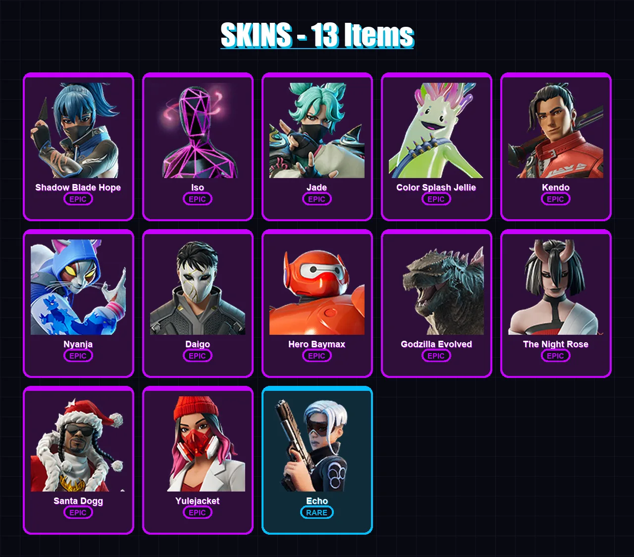 [PC/PSN] | Shadow Blade Hope | Iso | Jade | Color Splash Jellie | Kendo | 13 skin | 24 pickaxe | 14 emote | 17 glider | Lv134