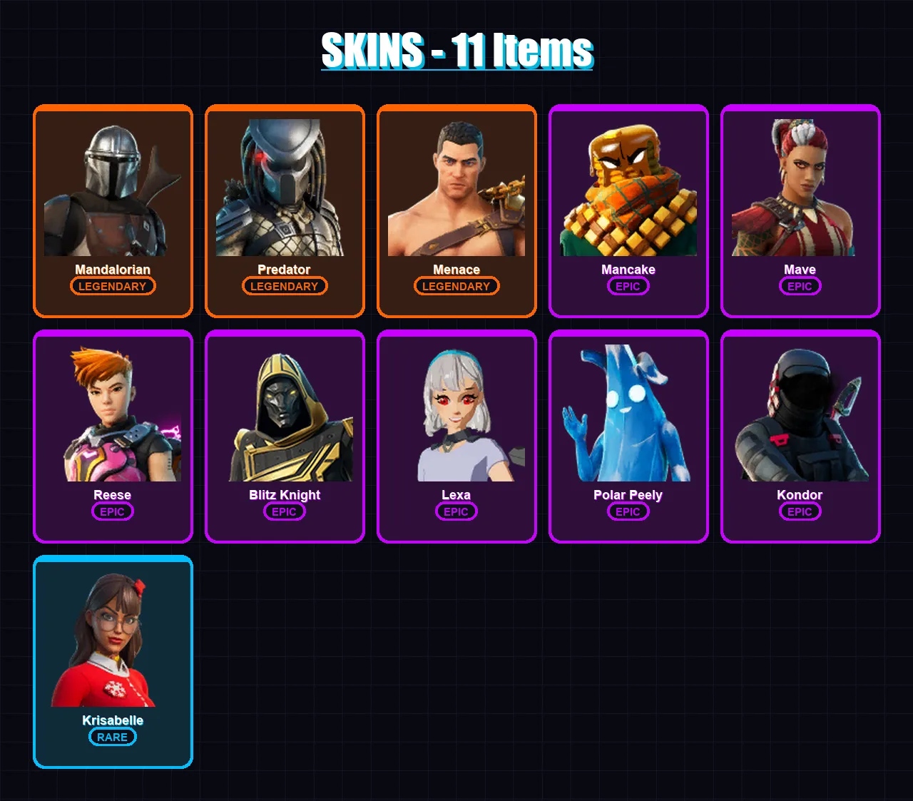 [SWITCH/XBOX/PSN/PC] | Mandalorian | Predator | Menace | Mancake | Mave | 11 skin | 26 pickaxe | 27 emote | 27 glider | Lv557