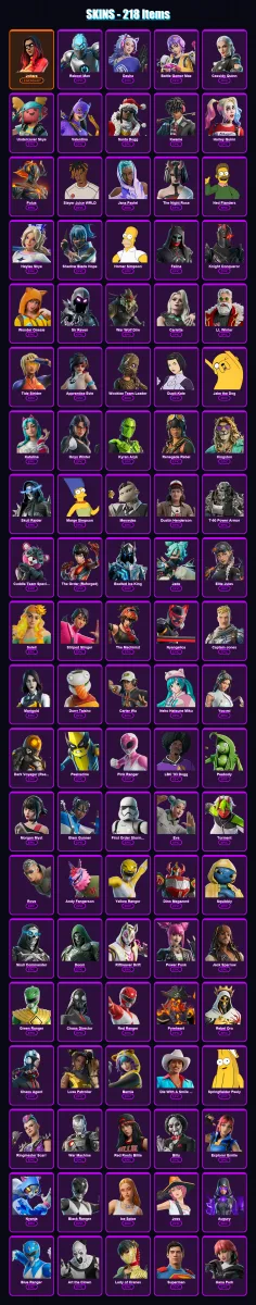 [PS4/PS5/XBOX/PC] | Joltara | Reboot Man | Dasha | Battle Gamer Mae | Cassidy Quinn | 218 skin | 251 pickaxe | 169 emote | 130 glider | Lv2421