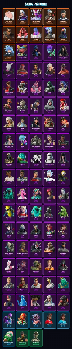 [PC/XBOX/PSN] | Peter Griffin | Torin | The Cube Queen | Ronin | The Ageless | 93 skin | 129 pickaxe | 93 emote | 108 glider | Lv1544