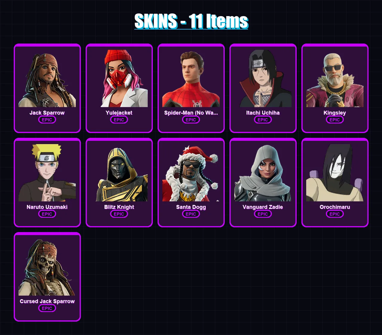 [PS4/PS5/XBOX/PC] | Jack Sparrow | Yulejacket | Spider-Man (No Way Home) | 11 skin | Lv584