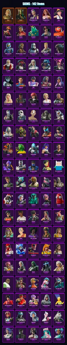 [PC/XBOX/PSN] | Zeus | Hades | Ringmaster Scarr | Chappell Roan | Joss | 142 skin | 180 pickaxe | 123 emote | 103 glider | Lv1202