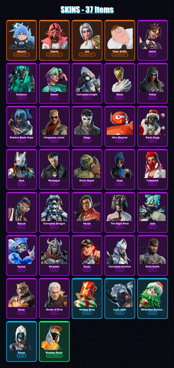 [PC/PSN] | Nezumi | Valeria | Ark | Peter Griffin | Helsie | 37 skin | 50 pickaxe | 35 emote | 41 glider | Lv492
