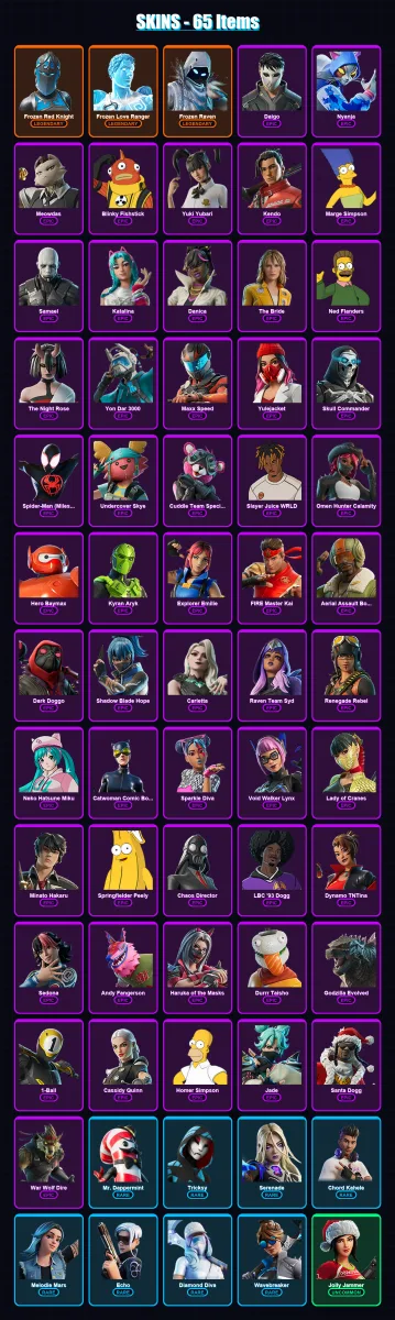 [PC/XBOX/PSN] | Frozen Red Knight | Frozen Love Ranger | Frozen Raven | Daigo | Nyanja | 65 skin | 71 pickaxe | 42 emote | 36 glider | Lv324