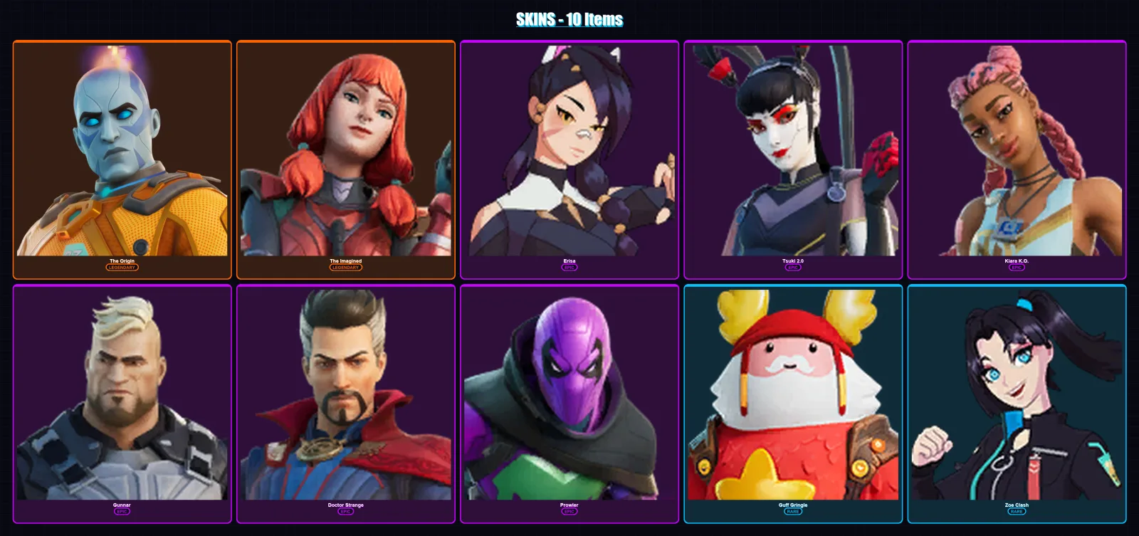 [PC/XBOX/PSN] | The Origin | The Imagined | Erisa | Tsuki 2.0 | Kiara K.O. | 10 skin | 21 pickaxe | 15 emote | 19 glider | Lv242