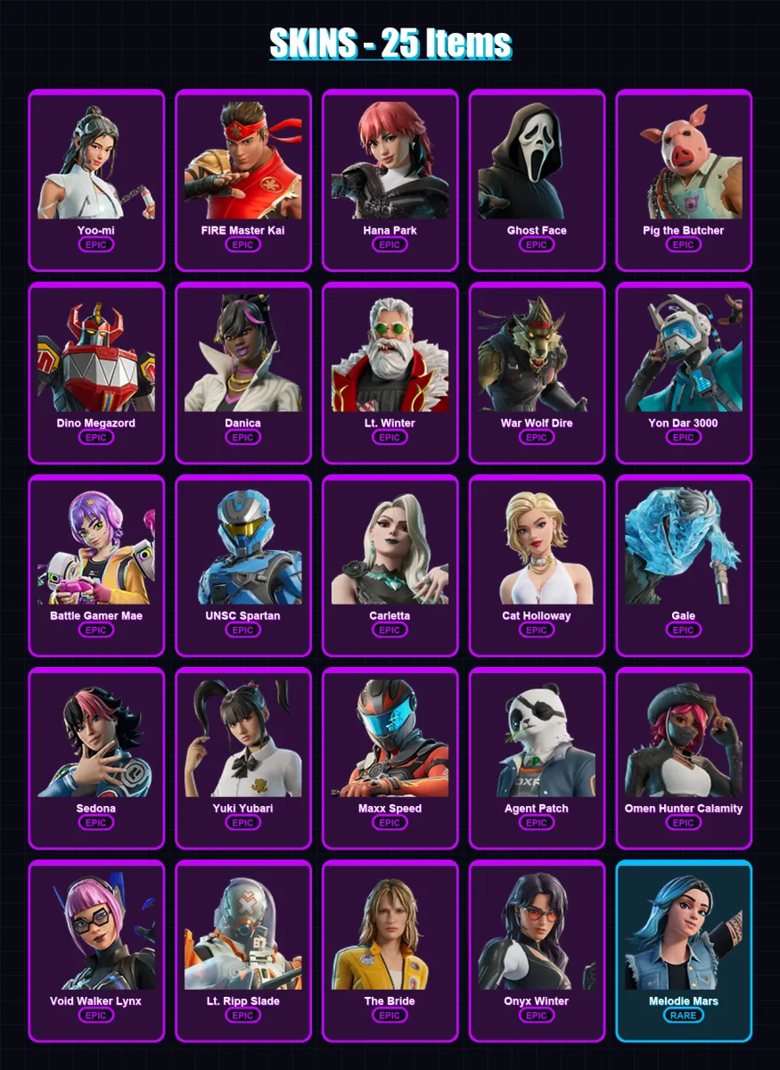 [PC/XBOX/PSN] | Yoo-mi | FIRE Master Kai | Hana Park | Ghost Face | Pig the Butcher | 25 skin | 36 pickaxe | 26 emote | 17 glider | Lv107 — Fortnite account