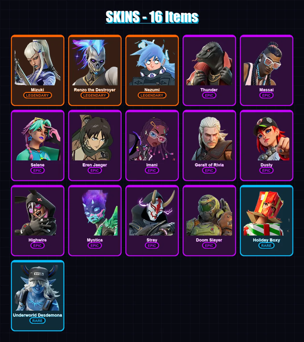 [PC/XBOX/PSN] | Mizuki | Renzo the Destroyer | Nezumi | Thunder | Massai | 16 skin | 25 pickaxe | 23 emote | 27 glider | Lv372 — Fortnite account