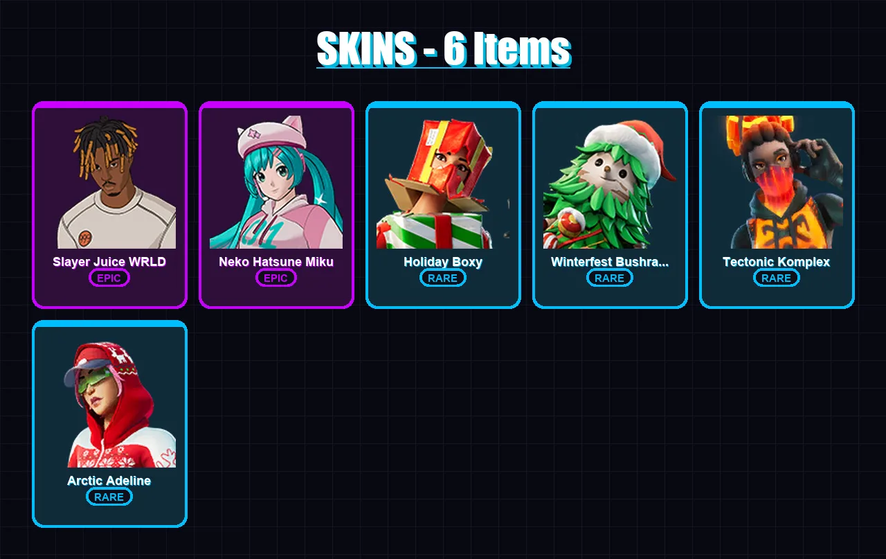 [PC/PSN] | Slayer Juice WRLD | Neko Hatsune Miku | Holiday Boxy | 6 skin | Lv309