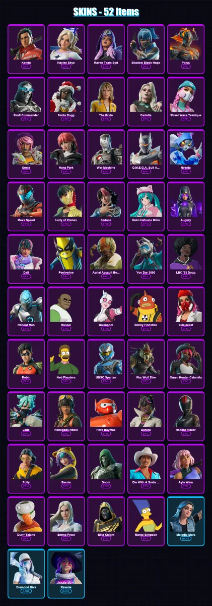 [PC/PSN] | Kendo | Haylee Skye | Raven Team Syd | Shadow Blade Hope | Polus | 52 skin | 64 pickaxe | 31 emote | 29 glider | Lv213 — Fortnite account