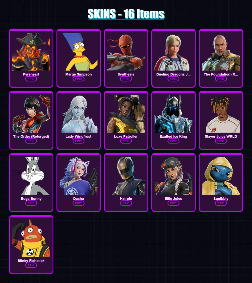 [PC/XBOX/PSN] | Pyreheart | Marge Simpson | Synthesis | 16 skin | Lv324