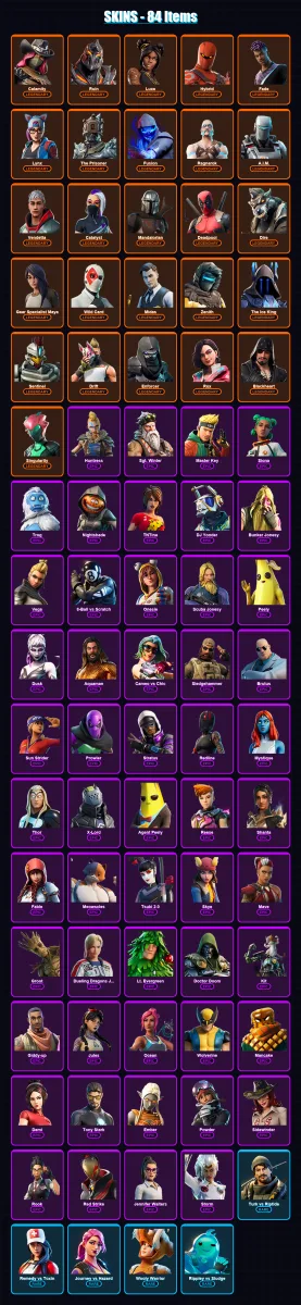 [PC/PSN] | Calamity | Ruin | Luxe | Hybrid | Fade | 84 skin | 68 pickaxe | 67 emote | 80 glider | Lv1154